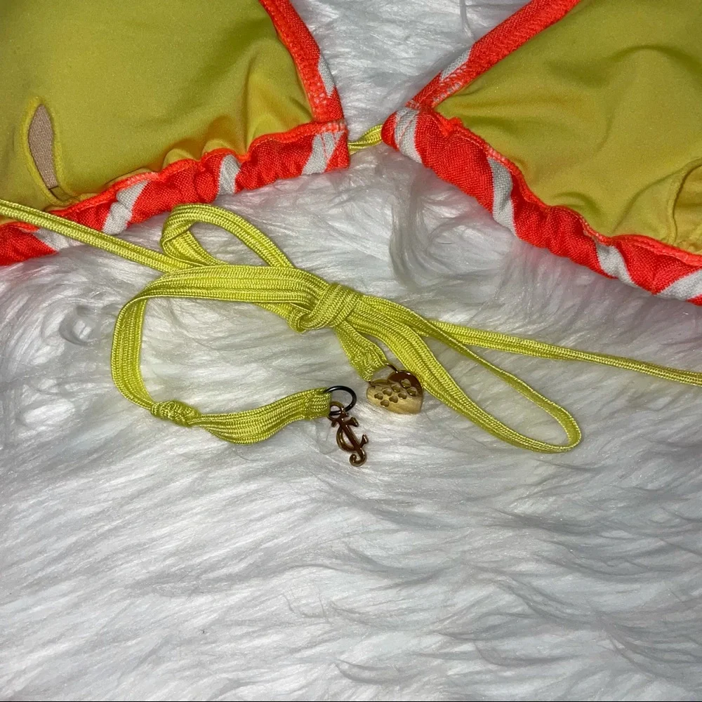 Vintage Juicy Couture Neon String Bikini Top Orange Yellow Size Large